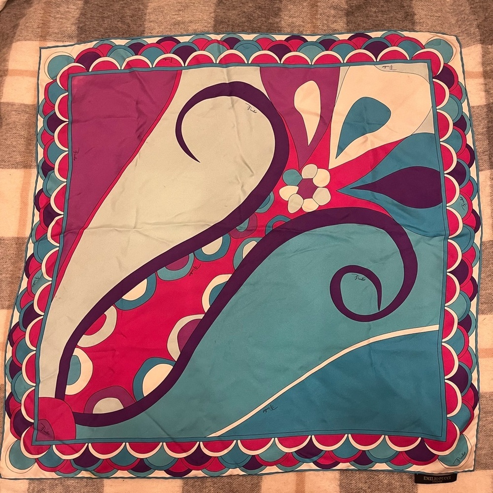 Vintage Emilio Pucci Colorful Abstract Silk Scarf